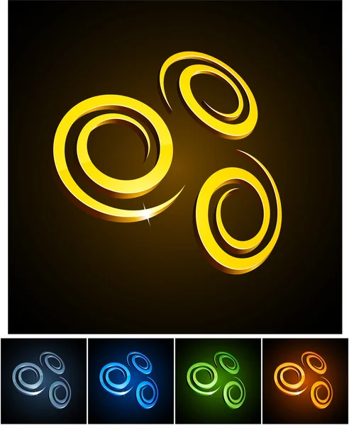 Emblèmes de tourbillon vibrant 3d . — Image vectorielle