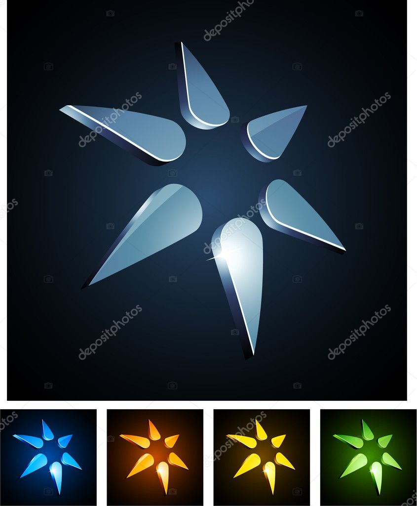 Vector illustration of 3d star symbols.