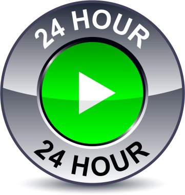 24 hour round button. clipart