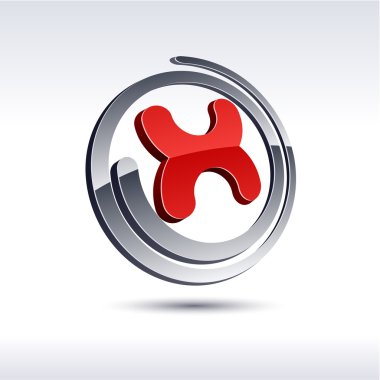 3D x letter icon. clipart