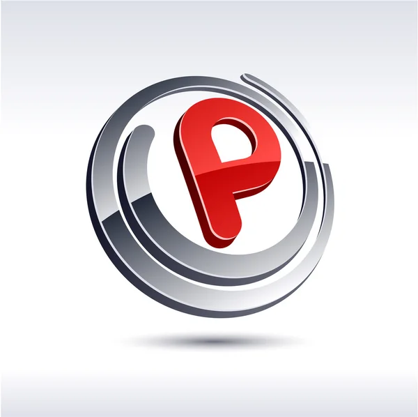 Icono de letra p 3D . — Vector de stock