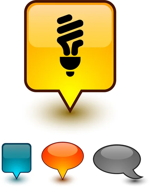 Fluorescent bulb speech comic icons. — Stock Vector