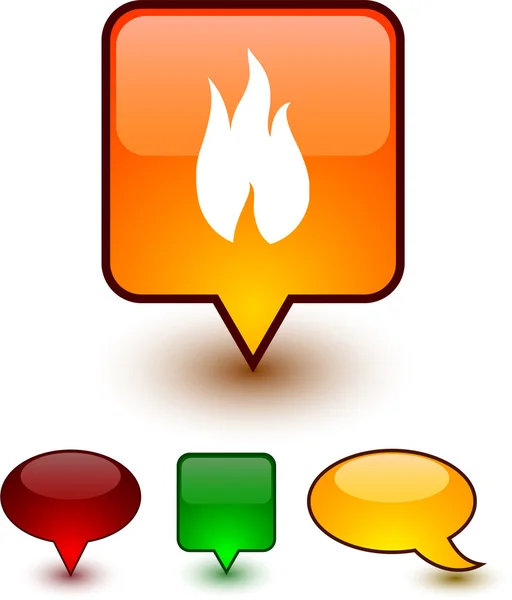 Fire speech comic icons. — Stock Vector