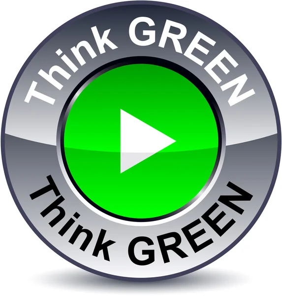 Подумайте о зеленой круглой кнопке . — стоковый вектор