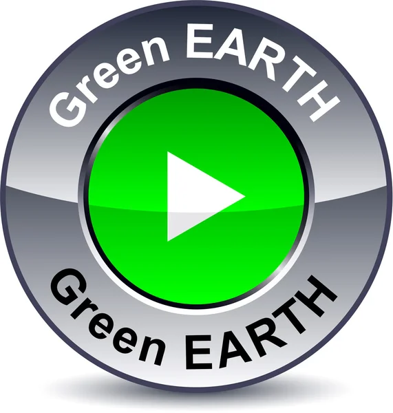 Earthround πράσινο κουμπί. — Διανυσματικό Αρχείο