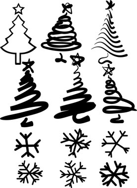 Christmas-trees and snowflakes. clipart