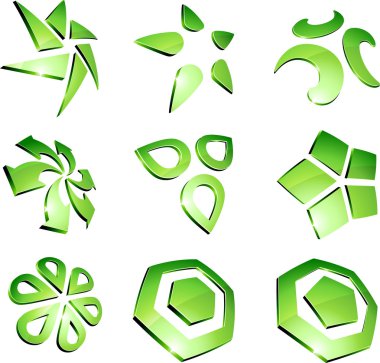 Green vibrant logo set. clipart