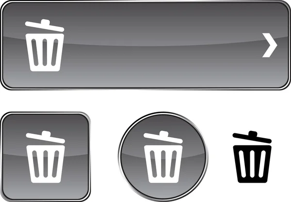 Papelera de reciclaje. conjunto de botones . — Vector de stock