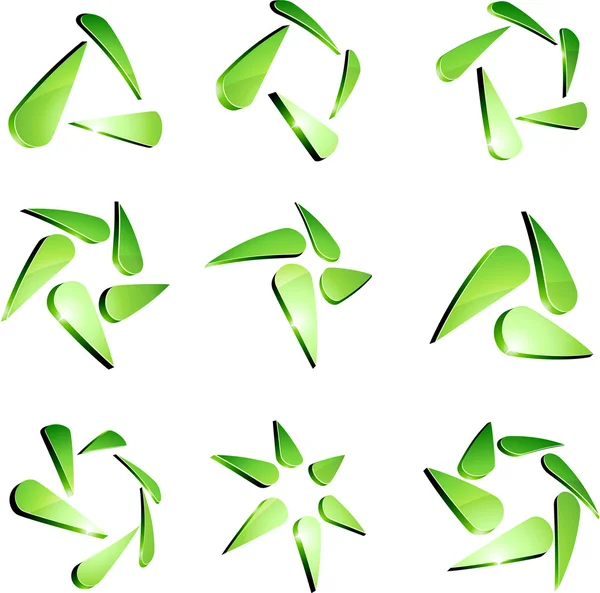Зеленые яркие логотипы . — стоковый вектор