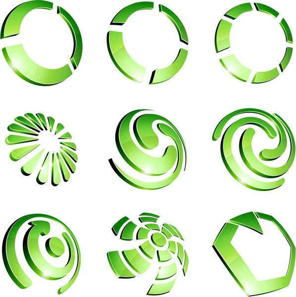 Set logo vibrante verde . — Vettoriale Stock
