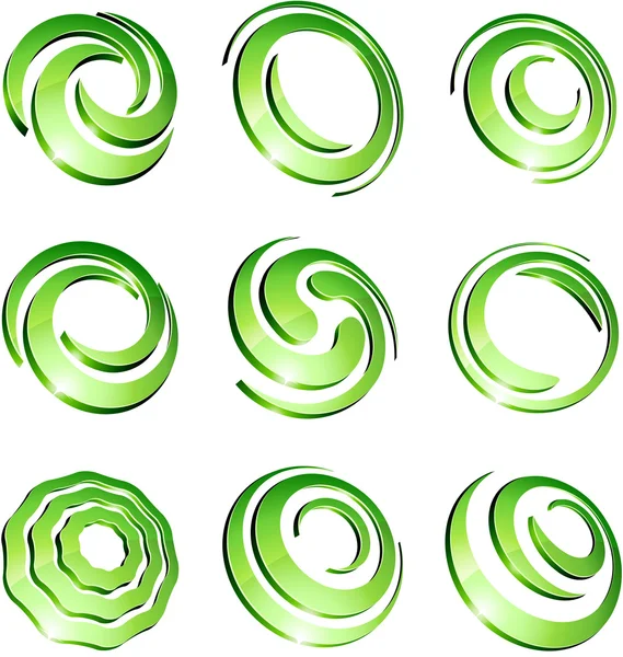Green vibrant logo set. — Stock Vector