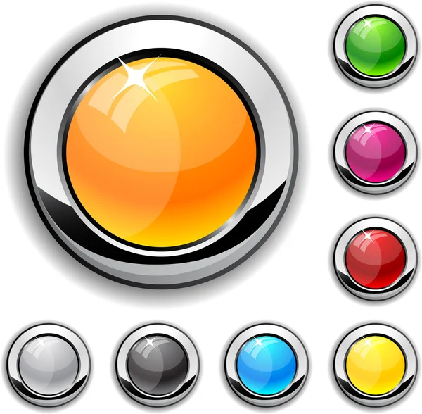 Glossy metallic buttons. — Stock Vector