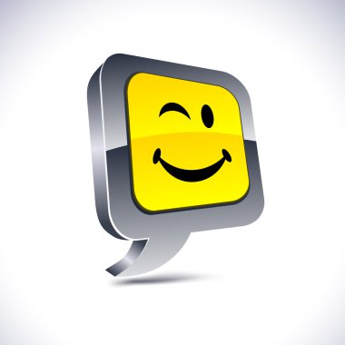 Smiley 3d balloon button. clipart