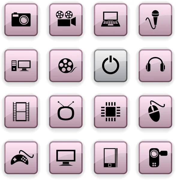 Dim iconos multimedia . — Vector de stock