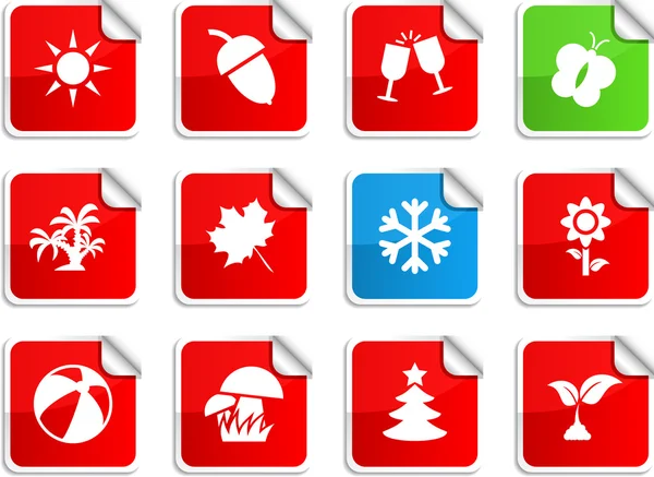 Seasons stickers. — Stock Vector
