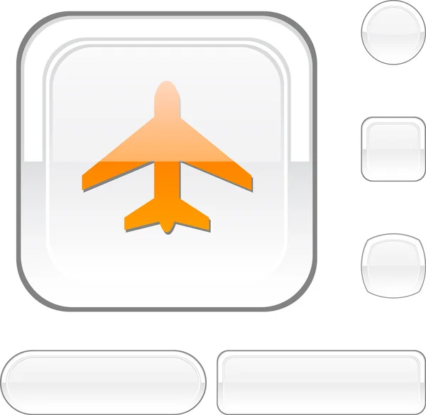 Bouton blanc avion . — Image vectorielle