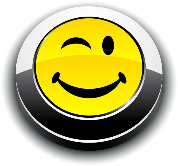 Smiley 3d botão redondo . — Vetor de Stock