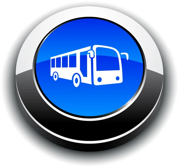 Bus 3d round button. — Stock Vector
