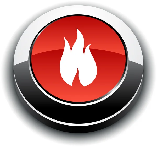 Fire 3d round button. — Stock Vector