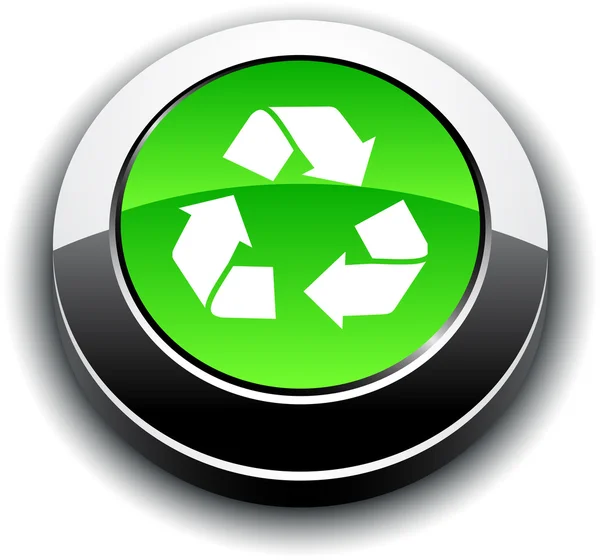 Reciclar 3d botão redondo . — Vetor de Stock