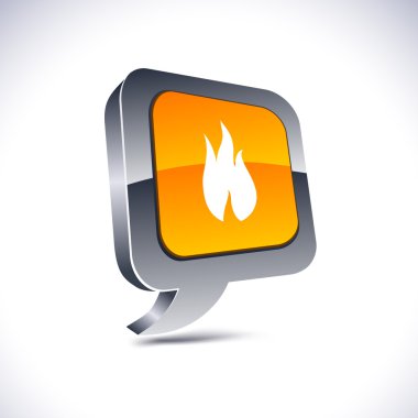 Fire 3d balloon button. clipart