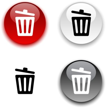 Recycle bin button. clipart