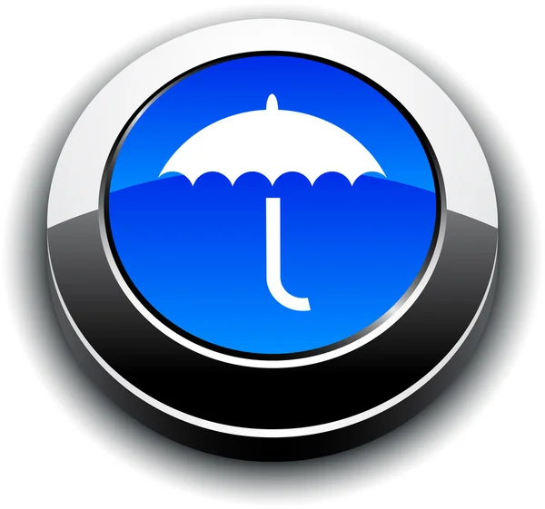 Umbrella 3d round button. — Stock Vector