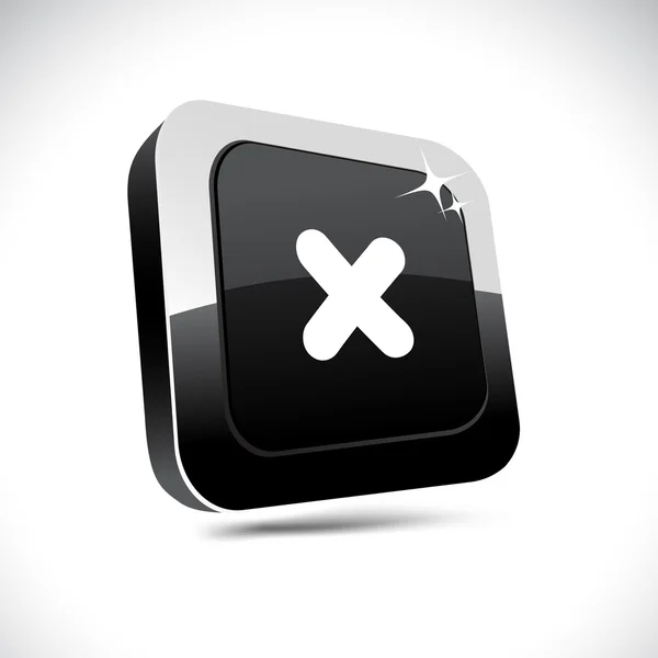 Cross 3d square button. — Stock Vector