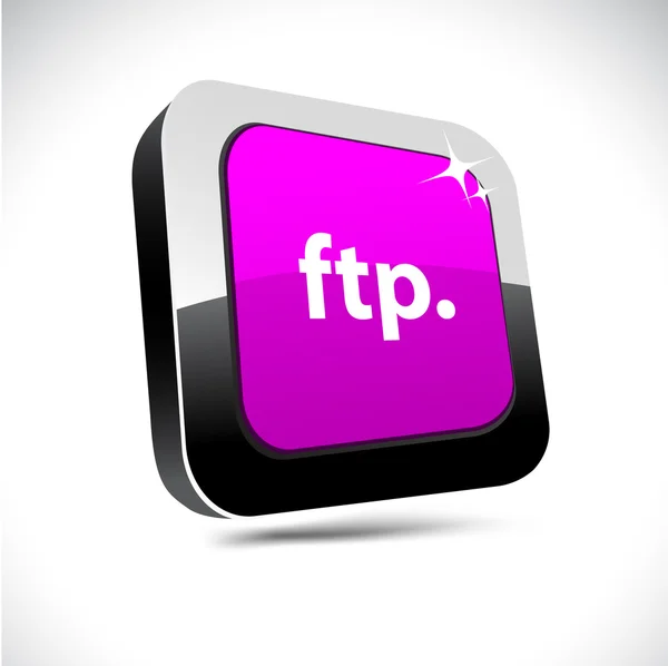 FTP 3d kare düğme. — Stok Vektör