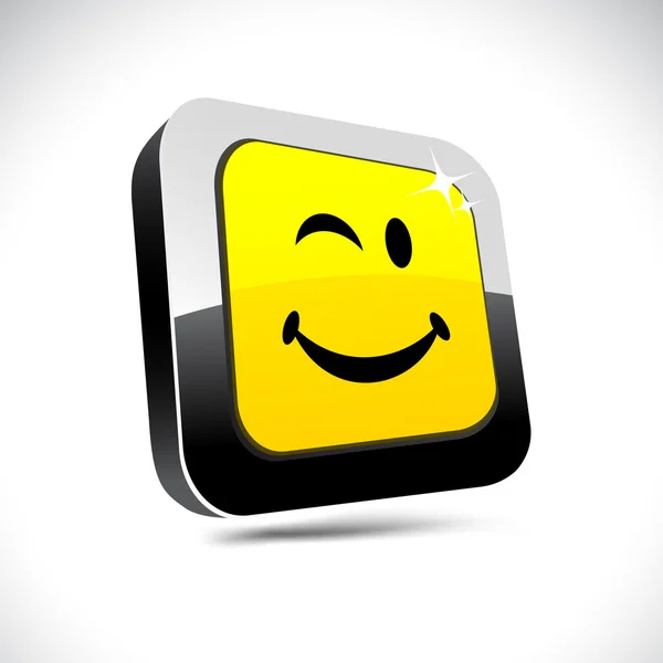 Smiley 3d botão quadrado . — Vetor de Stock