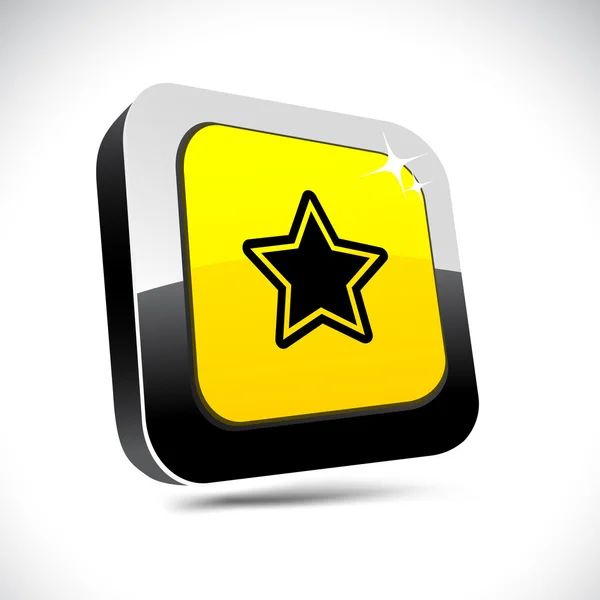 Estrela botão quadrado 3d . — Vetor de Stock