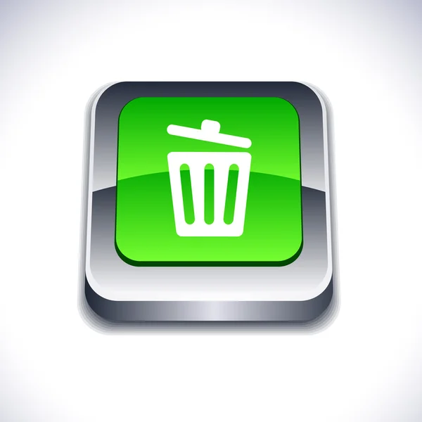 Papelera de reciclaje botón 3d . — Vector de stock
