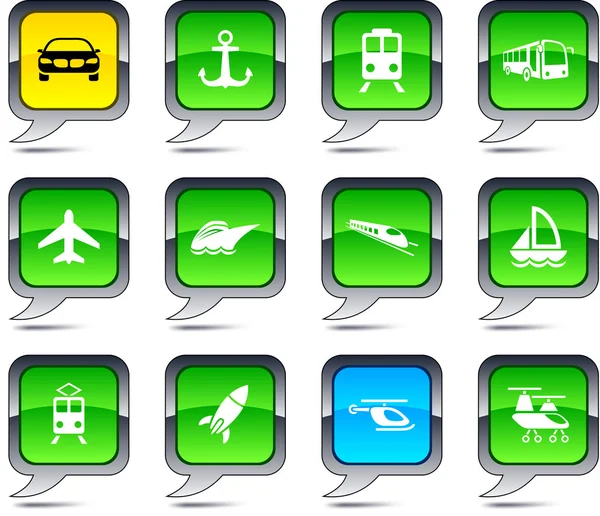 Iconos del globo de transporte . — Vector de stock