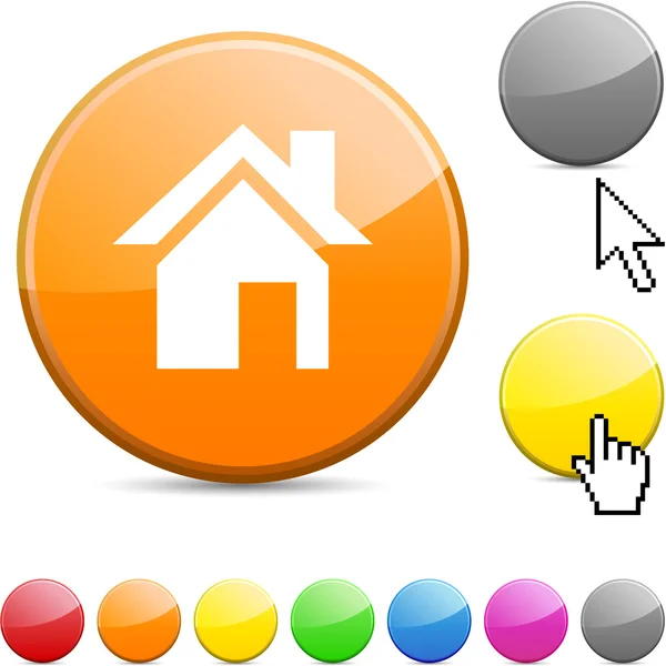 Home glossy button. — Stock Vector