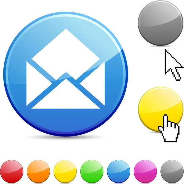 Γυαλιστερή κουμπί e-mail. — Διανυσματικό Αρχείο