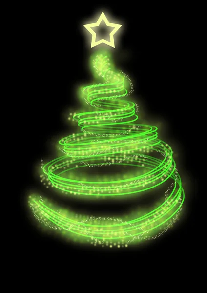 ネオンの光のクリスマス ツリー — ストック写真