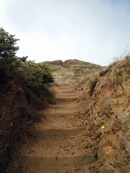 Steps up to the top of one of the twin peaks mounds — Stock Photo, Image