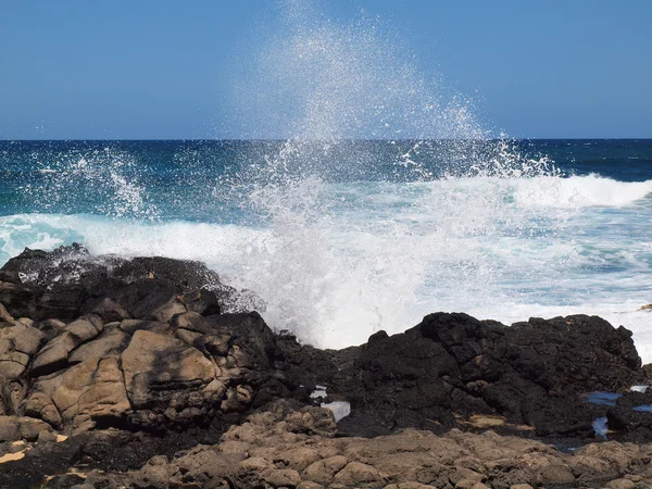 Welle kracht bei Makapuu in die Luft — Stockfoto