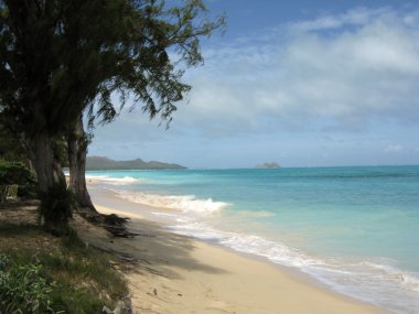 waimanalo beach Mokulua Adaları doğru bakıyor