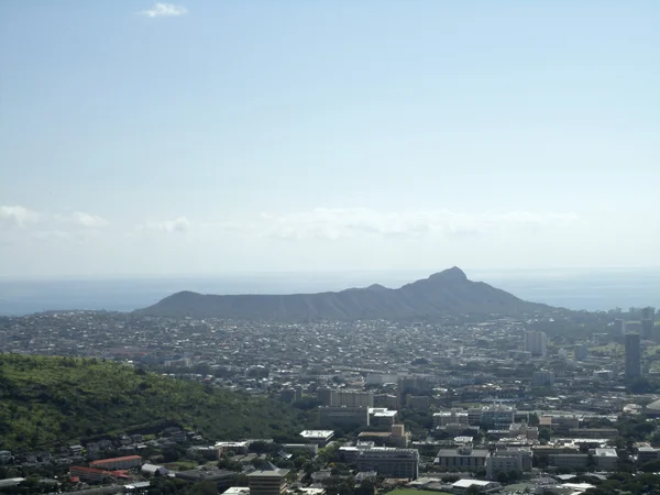 Diamondhead Und Die Stadt Honolulu Oahu Einem Trendigen Tag Manoa — Stockfoto