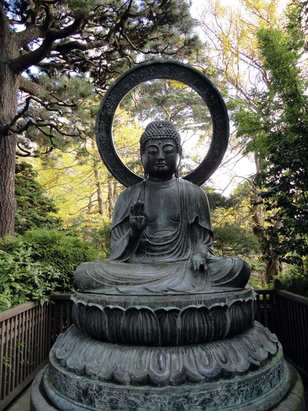 stock image Seated Budda Statue in the Japanese Gardens in San Francisco Golden Gate Park