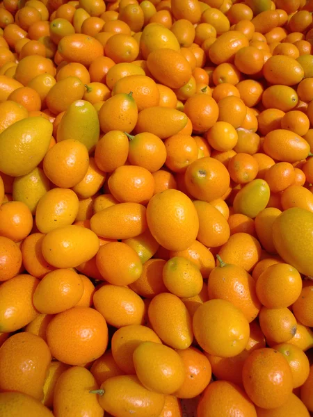 Kumquats orgánicos en exhibición en un mercado de agricultores en San Francisco —  Fotos de Stock