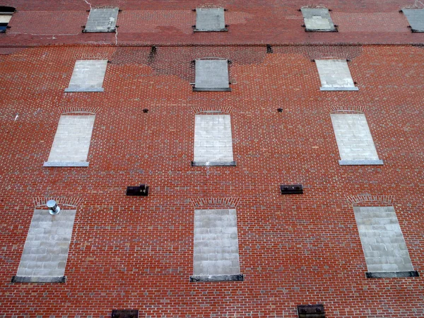 Clădire Din Cărămidă Roșie Cimentat Windows — Fotografie, imagine de stoc
