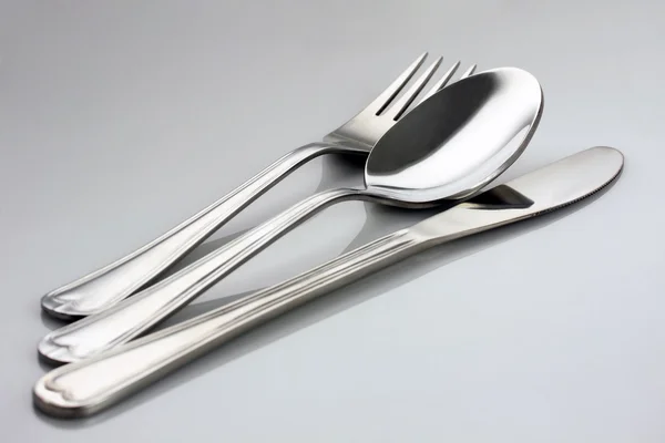 Forn, cuillère, couteau de table — Photo
