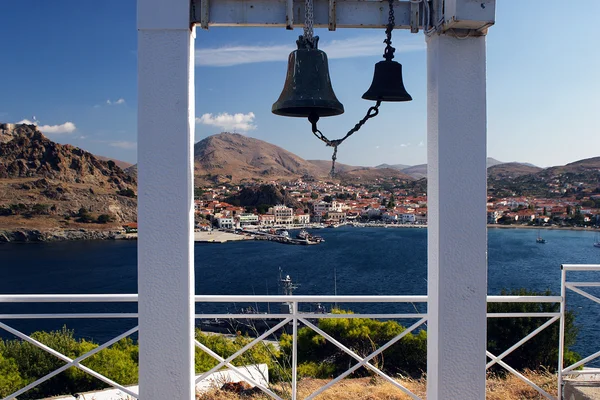 Vista para Myrina de Agios Nicolaos — Fotografia de Stock