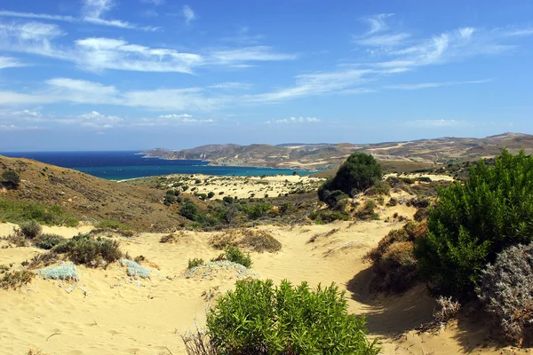 Zanderige duinen op eiland lemnos — Stockfoto