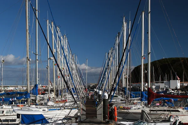 stock image Yachts in port of Horta