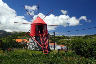 Old windmill on Faial island clipart