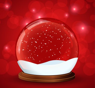 Christmas snow globe with glittering lights clipart