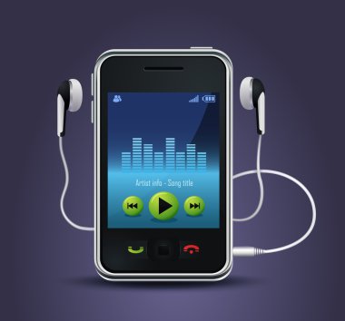 Smart phone music player clipart